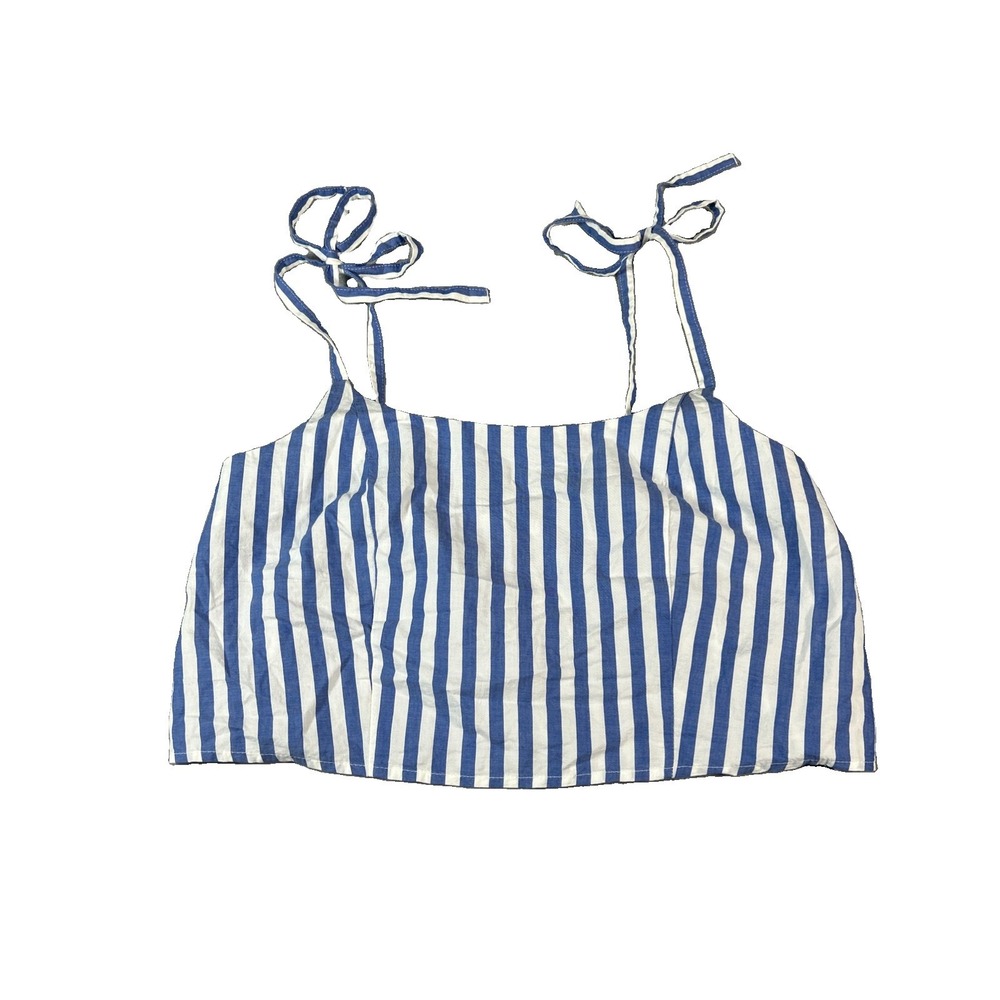 NWT Old Navy Blue White Stripe Tie Strap Cami Tank Top Size M